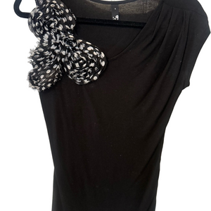Ing Black Top with Polka Dot Detail